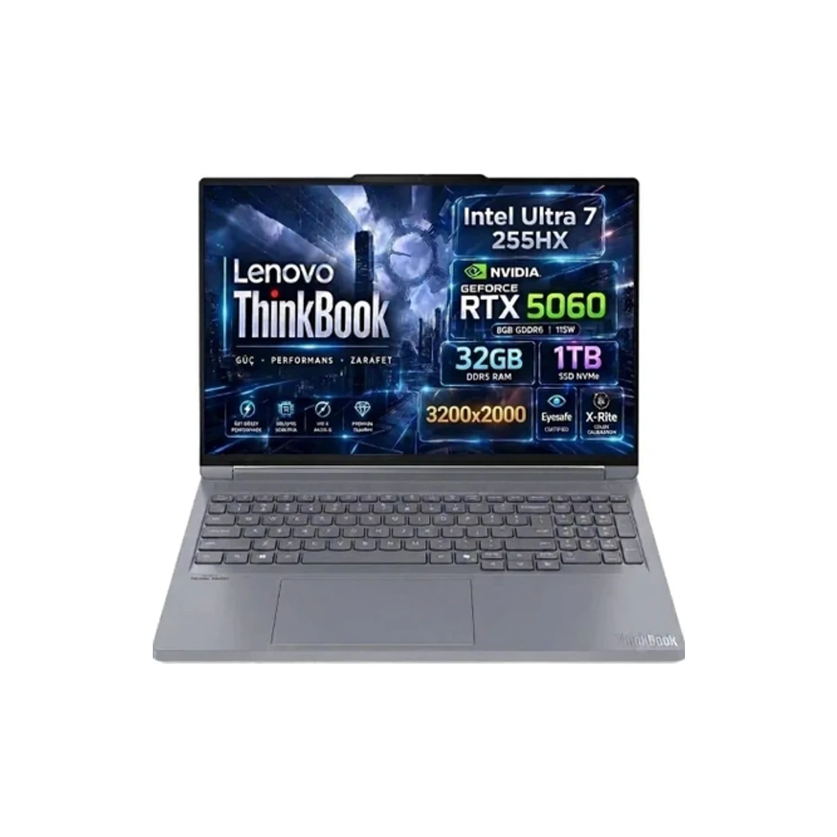 Lenovo Thinkbook 16P G6 Iax Intel Core Ultra 7-255HX Geforce Rtx 5060 8gb 115W 32GB Ddr5 1tb SSD 16 Inç 3.2k 165Hz